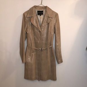 Arden B Alligator Skin Leather Trench Coat